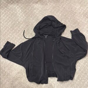 Athleta Black Bomber Jacket with Hood and Relaxed Fit